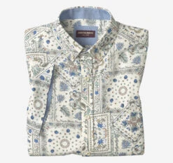 Linen-Blend Short-Sleeve Print Shirt