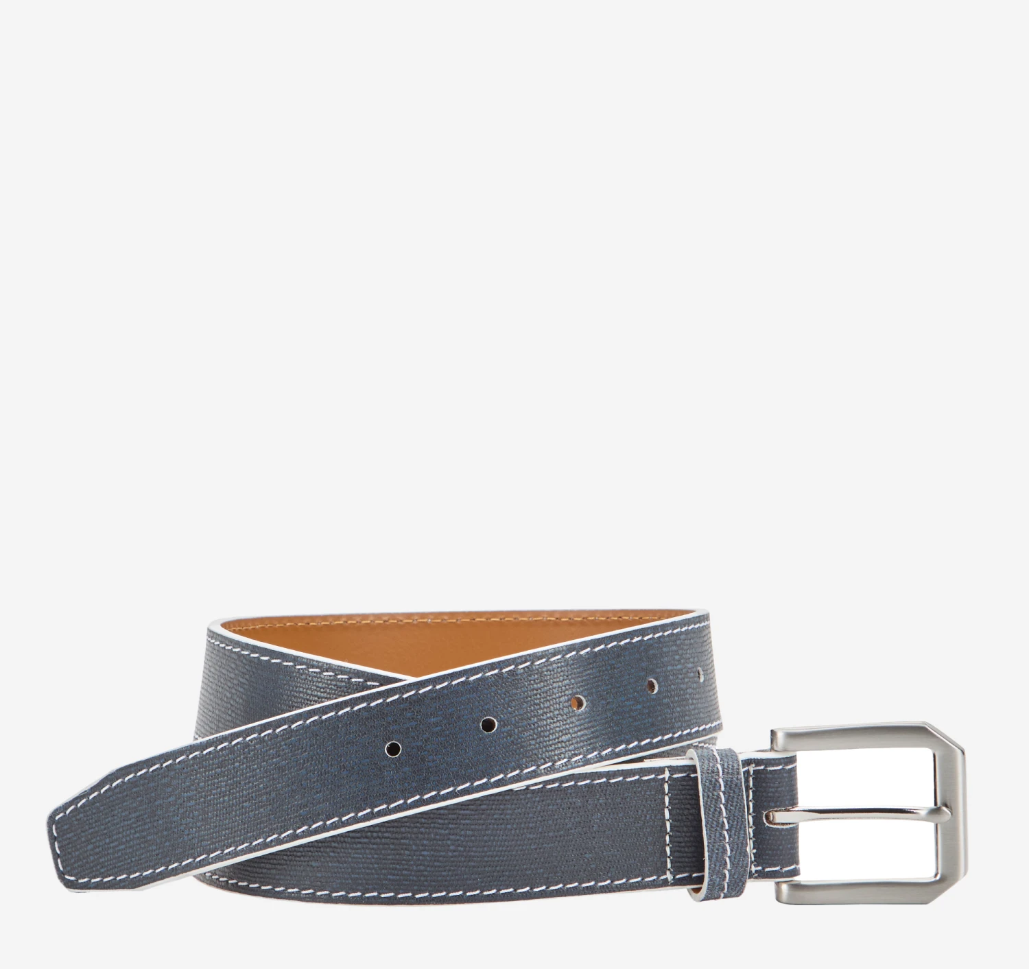 White-Edged Textured Leather Belt 3 White-Edged Textured Leather Belt